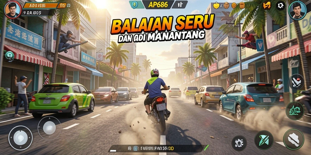Screenshot utama AP686 menampilkan balapan seru dengan grafis mumpuni.