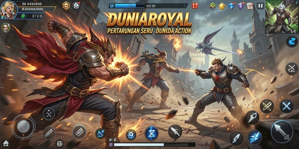 Tampilan seru saat bertarung dalam DUNIAROYAL.