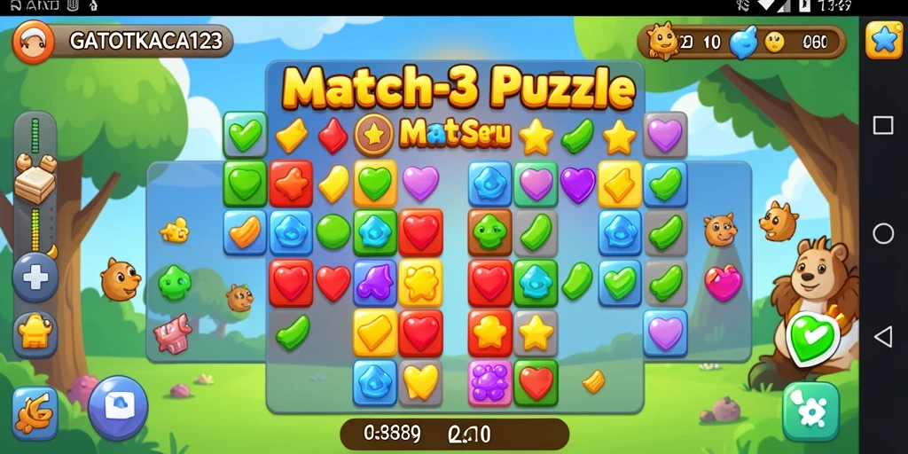 Tampilan gameplay seru dari GATOTKACA123 di kategori Match-3.