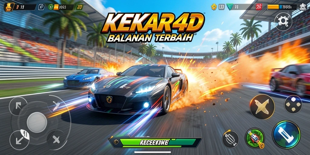 Gameplay intens balapan di KEKAR4D dengan mobil kencang.