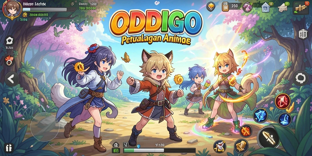 Gameplay seru di dunia ODDIGO yang penuh warna.