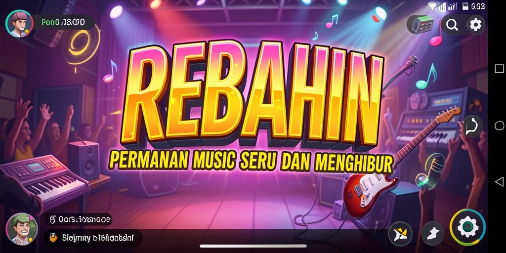 Tampilan gameplay seru di aplikasi REBAHIN dengan musik yang menghibur.