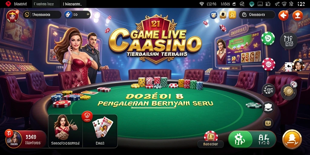 Tampilan permainan V21 yang menampilkan dealer langsung dalam Live Casino.