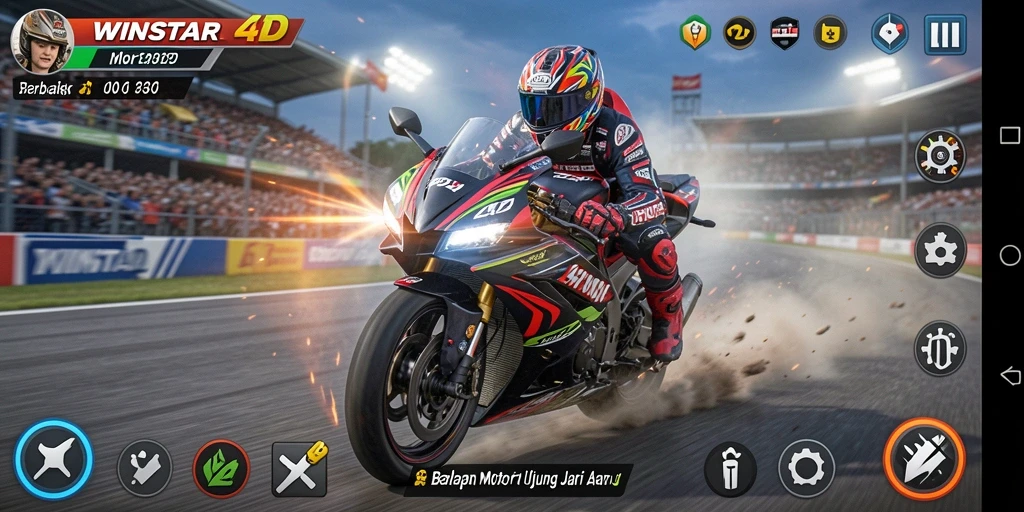 Tampilan gameplay seru dari balapan motor di WINSTAR4D.